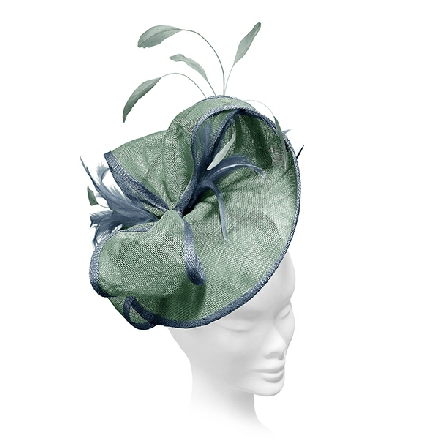 Sage Green Blue Saucer Fascinator ideal for wedding guest or Mother of the Bride.