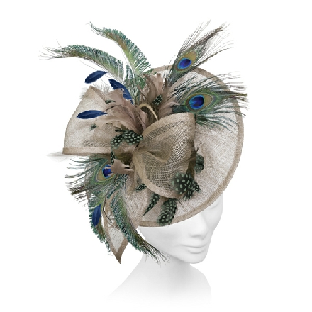 Peacock Feather Saucer Fascinator ideal for Mother of the Bride or the races.