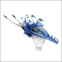 Designer royal cobalt blue and navy wedding fascinator; perfect for wedding guests, Mother of the Bride or the races.